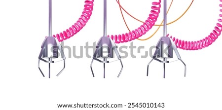 Gripper arm, slot machine elevator machine for getting toys, gifts and prizes. Mechanical gripper tentacles. In realistic 3D style. Vector illustration