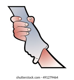 gripping hands in color-vector drawing