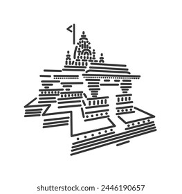 Grishneshwar Temple illustration vector icon.