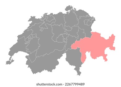 Grisons map, Cantons of Switzerland. Vector illustration.