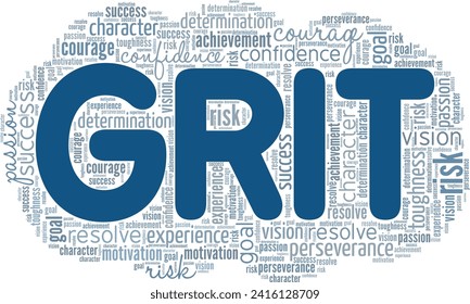 Grit word cloud conceptual design isolated on white background.