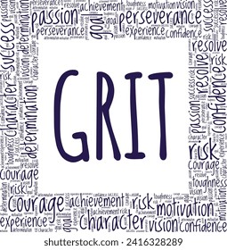 Grit word cloud conceptual design isolated on white background.