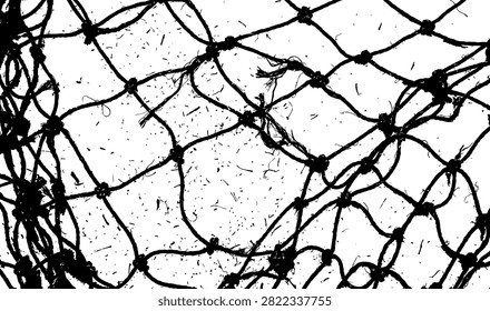 Gritty fishing net texture with selective focus and distressed detail. Ideal for maritime themes abstract backgrounds or industrial concepts.