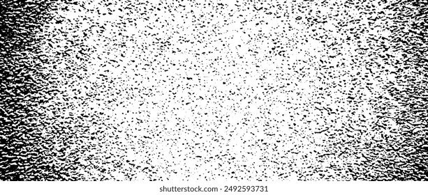 Gritty grunge radial gradient texture. Subtle fade grain overlay background. Distressed noise surface with dust, sand, particles, specks, speckles. Rough vanish dirty granule backdrop. Vector overlay