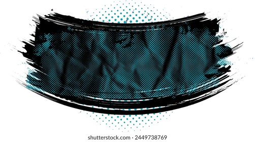 Gritty Grunge Vector Brush Stroke Color Halftone Banner with Transparent Background PNG