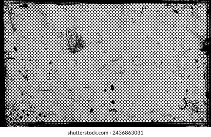 Gritty Halftone Texture Frame Transparent Overlay Vector PNG