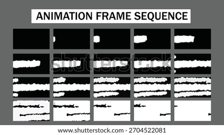 Gritty Textured Black and White Transition FX Animation. Full Screen Horizontal Stripe Wipe and Explosion Effect. 2D Frame-by-Frame Grunge Motion Graphic Overlay.