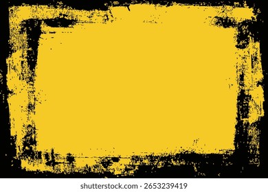 Fundo urbano sujo com um estêncil afligido ou bordas de tinta spray. As bordas confusas e úmidas e o centro amarelo arrojado são ideais para temas de arte de rua, cartazes de punk rock e gráficos ousados.