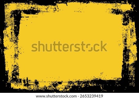 Gritty urban background featuring a distressed stencil or spray paint border. The messy, weathered edges and bold yellow center are ideal for street art themes, punk rock posters, and edgy graphics.