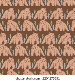 Grizly Bear Hand drawn pattern design
