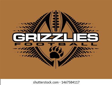grizzlies football team design with claw print and ball for school, college or league