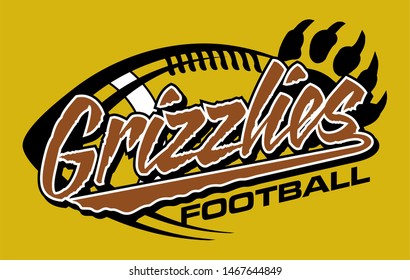 grizzlies football team design in script with ball and claw for school, college or league