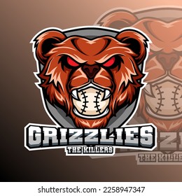 Grizzlies the killers Baseball Animal Logo Sport Club Team Badge