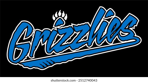 grizzlies team design with claw print for school, college or league sports