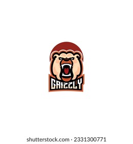 grizzly angry logo gaming esport design mascot