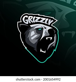 Grizzly angry mascot logo design