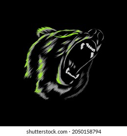 Grizzly angry vector illustration with brush abstract