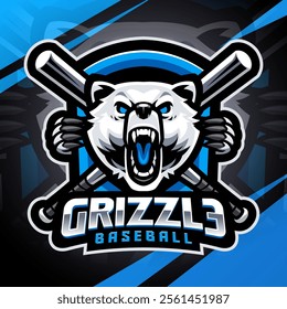 Grizzly baseball esport mascot logo design