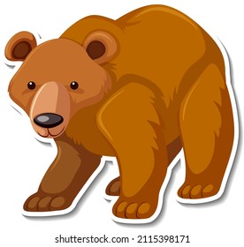 Grizzly bear animal cartoon sticker illustration