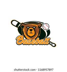 Grizzly Bear Baseball Sports Logo Concept Vector