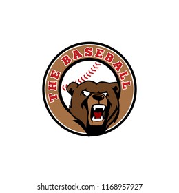 Grizzly Bear Baseball Sports Logo Concept Vector