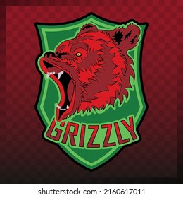 Grizzly Bear or Bears head silhouette logo design icon.