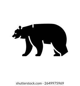grizzly bear black flat icon for digital and print projects. North american animals. Minimal clean icons for apps and websites. Modern simple icons for UI UX and branding