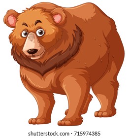 Grizzly bear with brown fur illustration