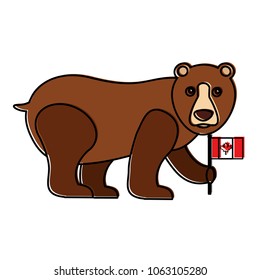 grizzly bear with canadian flag