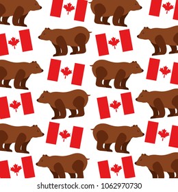 grizzly bear with canadian flag pattern