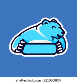 Grizzly bear cartoon character, flat design style