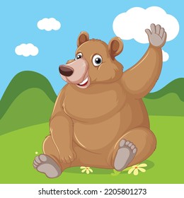 Grizzly bear cartoon character isolated