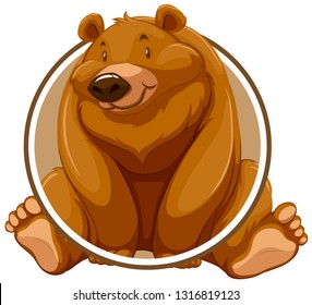 A grizzly bear circle sticker illustration