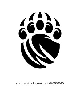 Grizzly bear claw logo icon silhouette vector illustration design on white background. Grizzly paw logo.