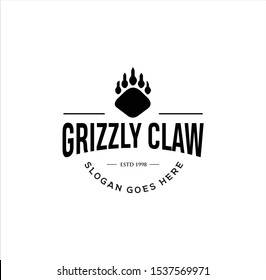 Grizzly bear claw Logo Vintage illustration . Wild Claw Logo