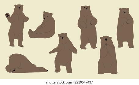 grizzly bear cute 4, vector illutration