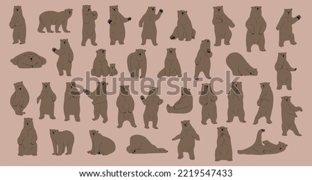 grizzly bear cute collection 1, vector illutration