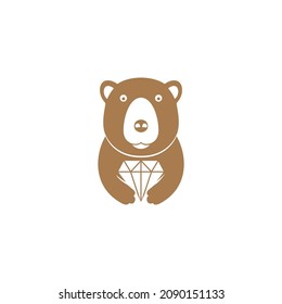 grizzly bear with diamond logo symbol icon vector graphic design illustration idea creative 