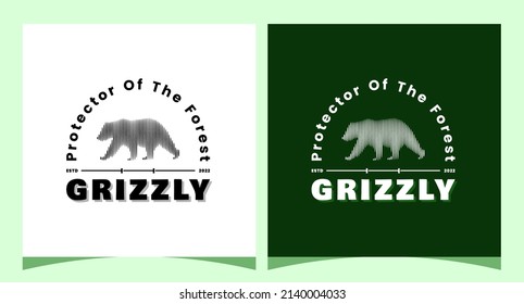 Grizzly Bear and Digital Wave Sound Spectrum logo design inspiration