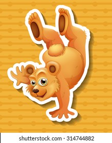 Grizzly bear doing one handstanding illustration