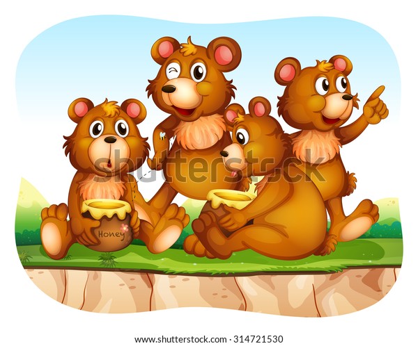 Grizzly Bear Eating Honey Illustration Stock Vector (Royalty Free ...