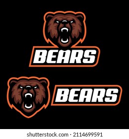 Grizzly bear esport gaming mascot logo template