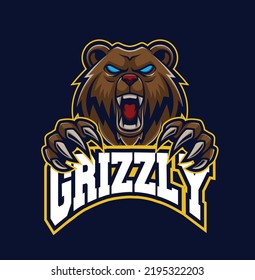 Grizzles-Bären-Begleitlogo-Illustration mit hochwertiger Vektorgrafik