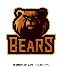grizzly bear esport logo mascot template vector illustration