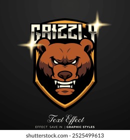 grizzly bear E-sport mascot logo design