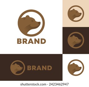 Grizzly bear flat vector mascot illustration. The brown bear cute illustration. Cartoon character of big mammal animal.