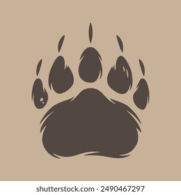 grizzly bear footprint silhouette illustration, sticker, graphics