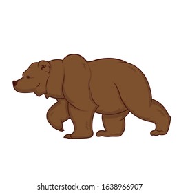 grizzly bear is going side view. Vector illustration isolated on a white background.