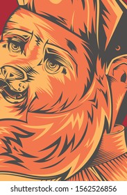 grizzly bear grill, vector illustration