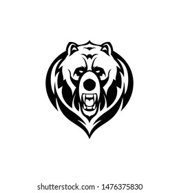 grizzly bear head, face mascot for e sport logo, vector